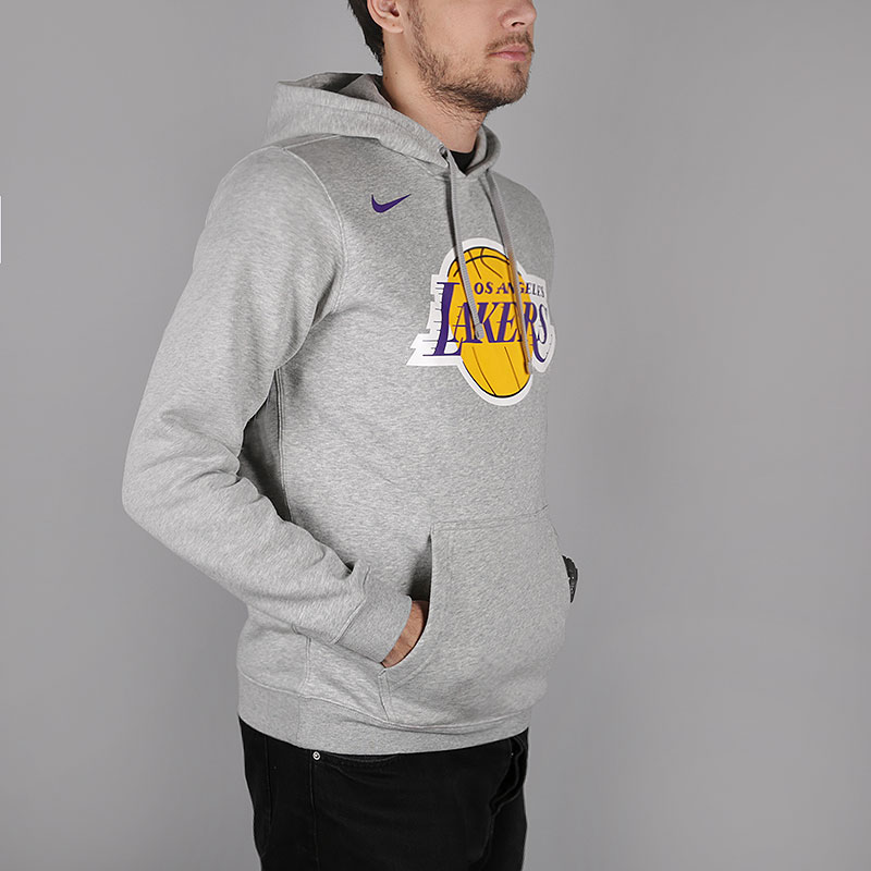 мужская серая толстовка Nike Los Angeles Lakers Logo NBA Hoodie AA3671-063 - цена, описание, фото 3